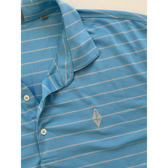 Fennec Golf Polo Blue With Grey Stripes Size 2XL - Picture 4 of 7